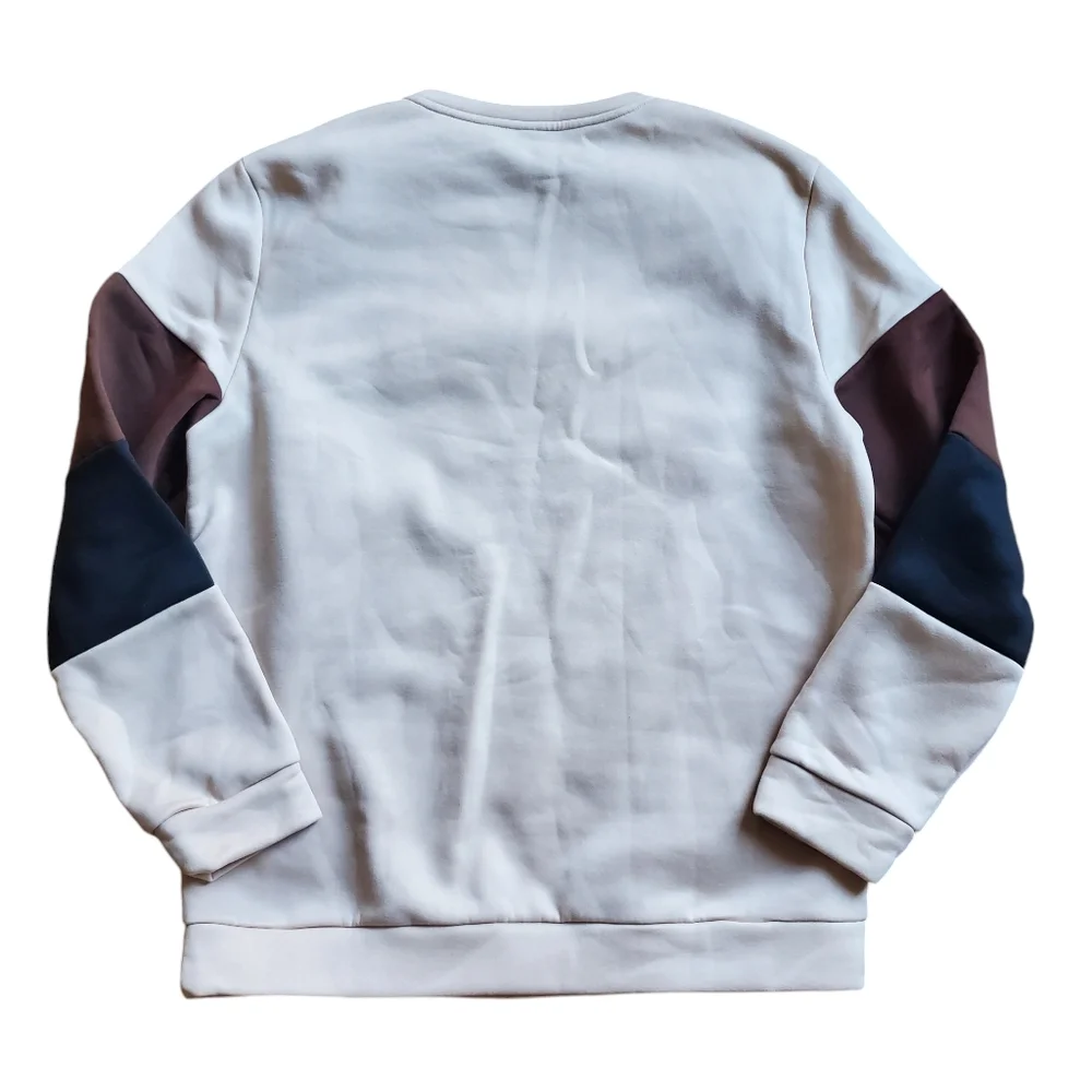 SHEIN Mens Beige Colorblock Long Sleeve Sweatshirt‎ Size 2XL